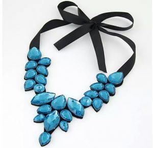 Sheron Blue Ribbon Necklace